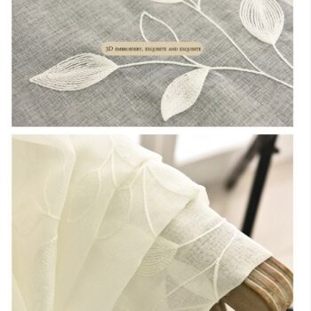 3D Embroidery Leaves Pattern Windows Voile