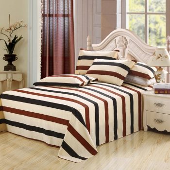 Cotton Stripe Bed Sheets - 3 Pieces (1 Bedsheet + 2 Pillowcases)