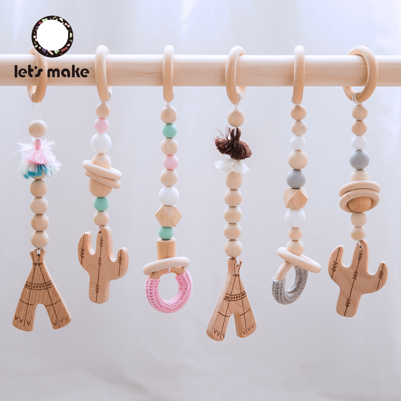 Nordic Style Baby Gym Play Wood Baby Toys Nursery Sensory BPA Free Organic Material Wooden Frame Infant Room Toy Baby Rattles