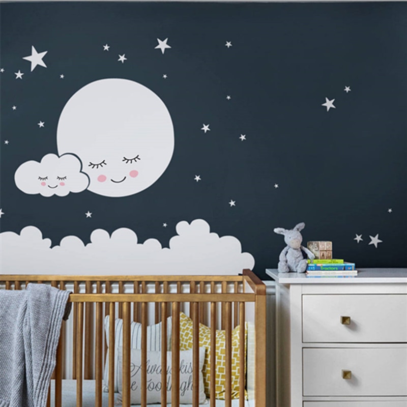 Cloud, Moon & Stars Wall Decal For Nursery & Kids Room