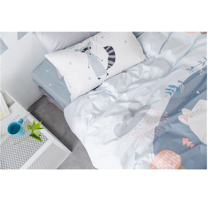 Cotton Bear &Amp; Fox Kids Gray Bedding Set