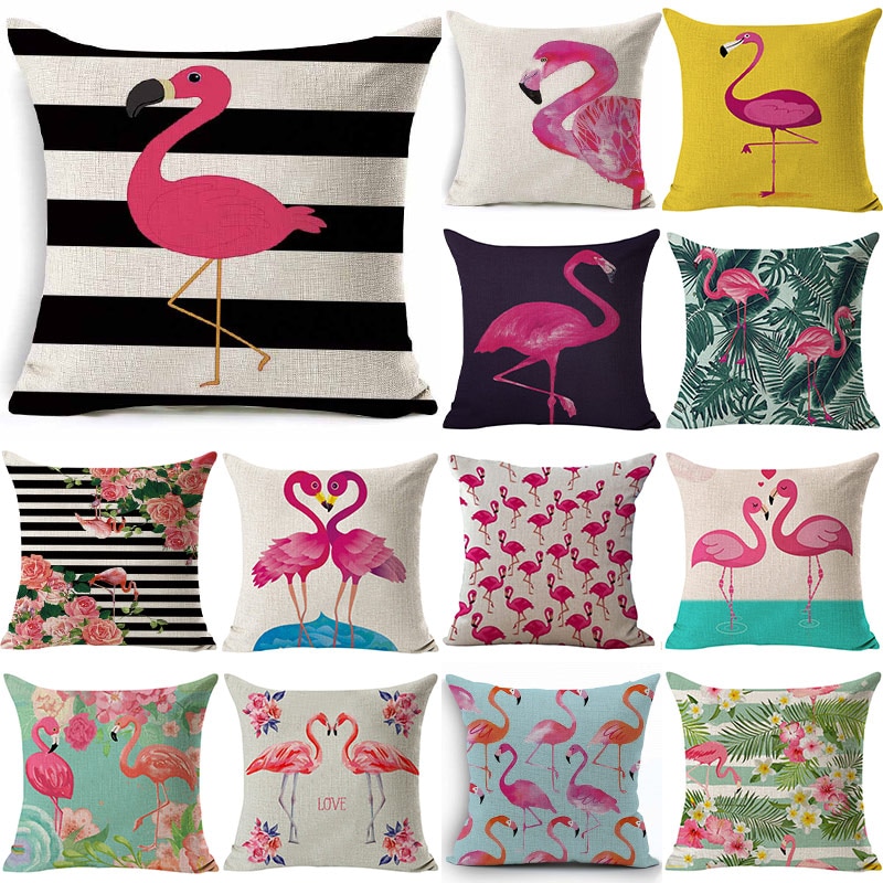 Flamingo Tropical Cushion Cover