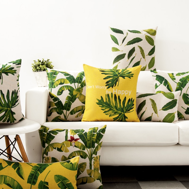 Yellow Bottom Leaves Simple Garden Cushion Covers 45X45Cm