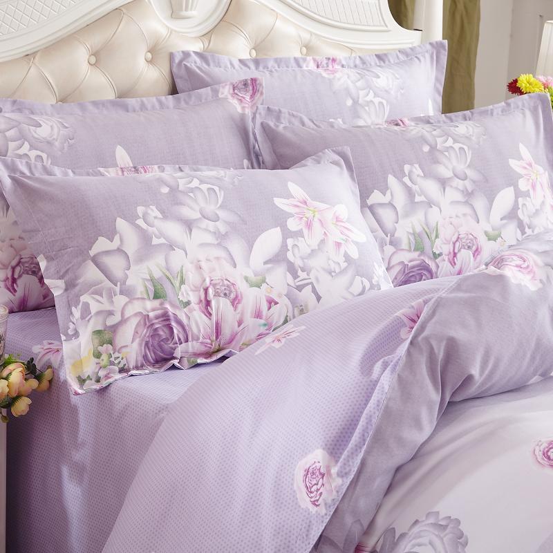 Purple Pastoral Solstice Flowers Style 4pcs Bedding Set