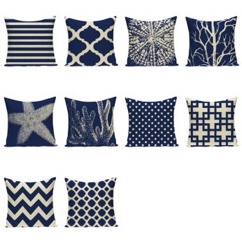 Starfish Blue Geometric Cushion Cover