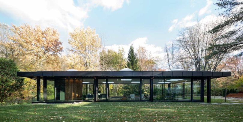 A Glass House Inspired Pavilion For An Indoor Swimming Pool