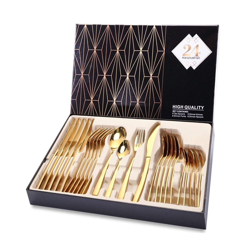 24PCS Gold Cutlery Set