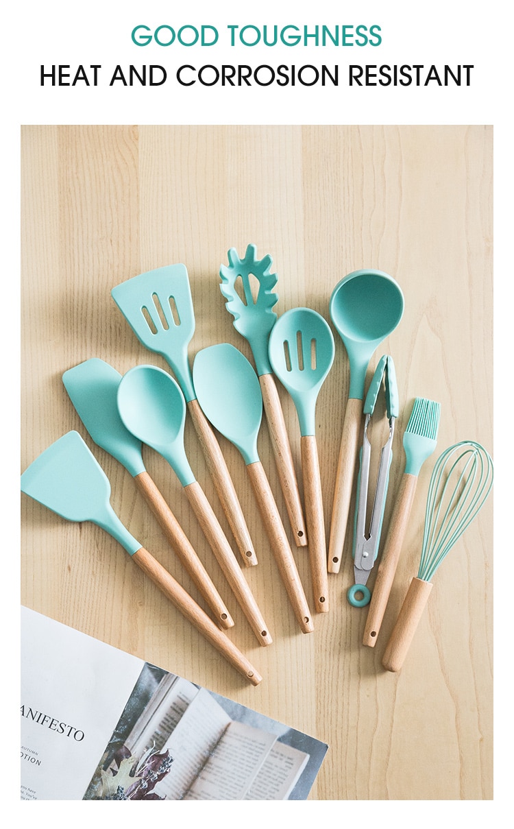12/13 Silicone Cooking Utensils Sets With Stainless Steel Storage Box