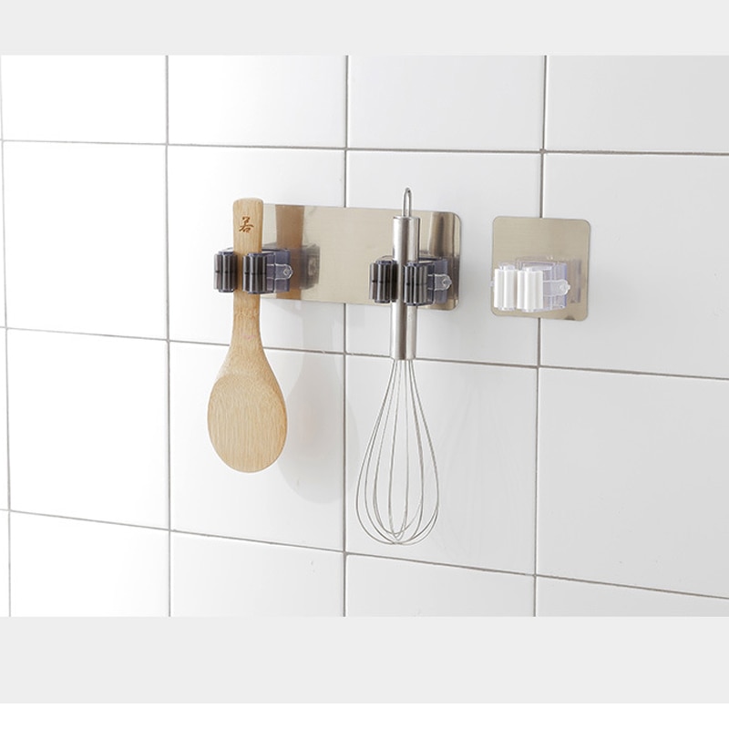 Adhesive Mop Organizer - Broom Hanger For Kitchen &Amp; Bathroom Organization