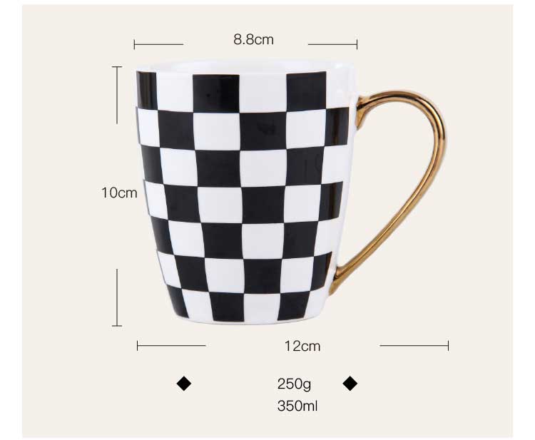 Black And White Stripe Mug With Gold Handgrip