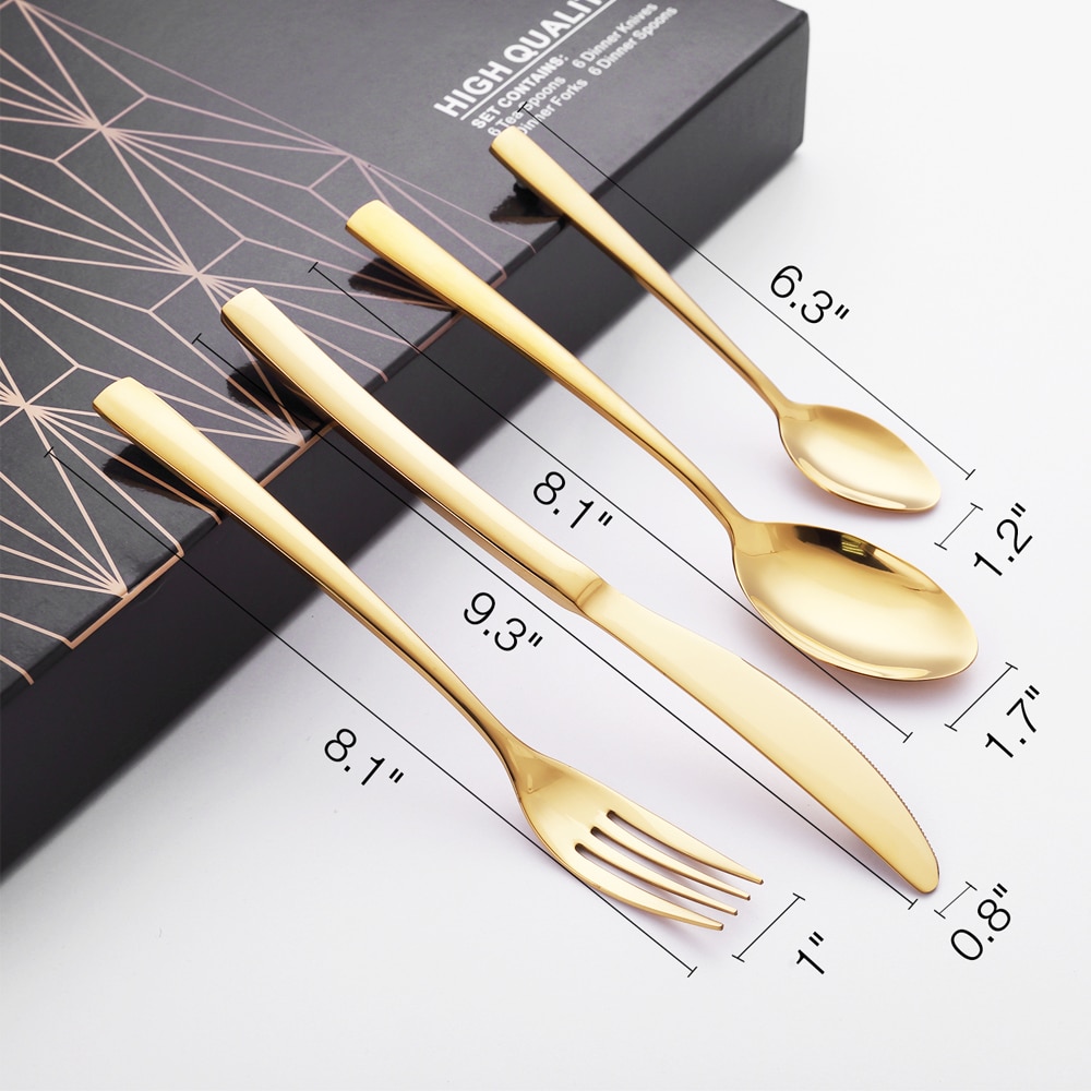 24Pcs Gold Cutlery Set
