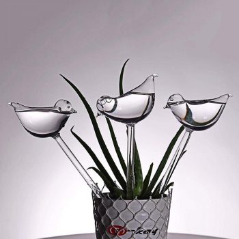 3 Pack Plant Waterer Self Watering Globes, Bird Shape Hand Blown Clear Glass Aqua Bulbs