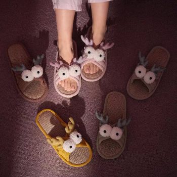 Soft Bedroom Slippers For Ladies With Big Goggly Eyes