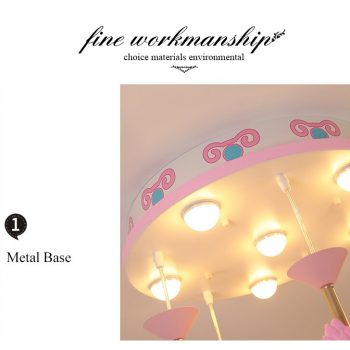 Merry-Go-Round Chandelier For Kids Room | Blue For Boys Room | Pink Girls Princess Baby Bedroom Lamps