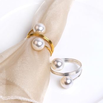 Pearl Napkin Rings - 12 Pieces Napkin Rings Set