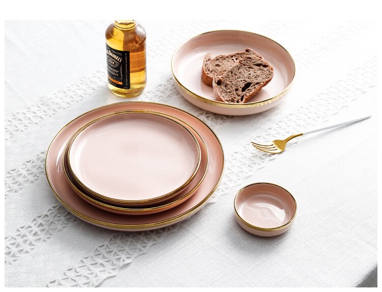Pink Gold Ceramic Plates