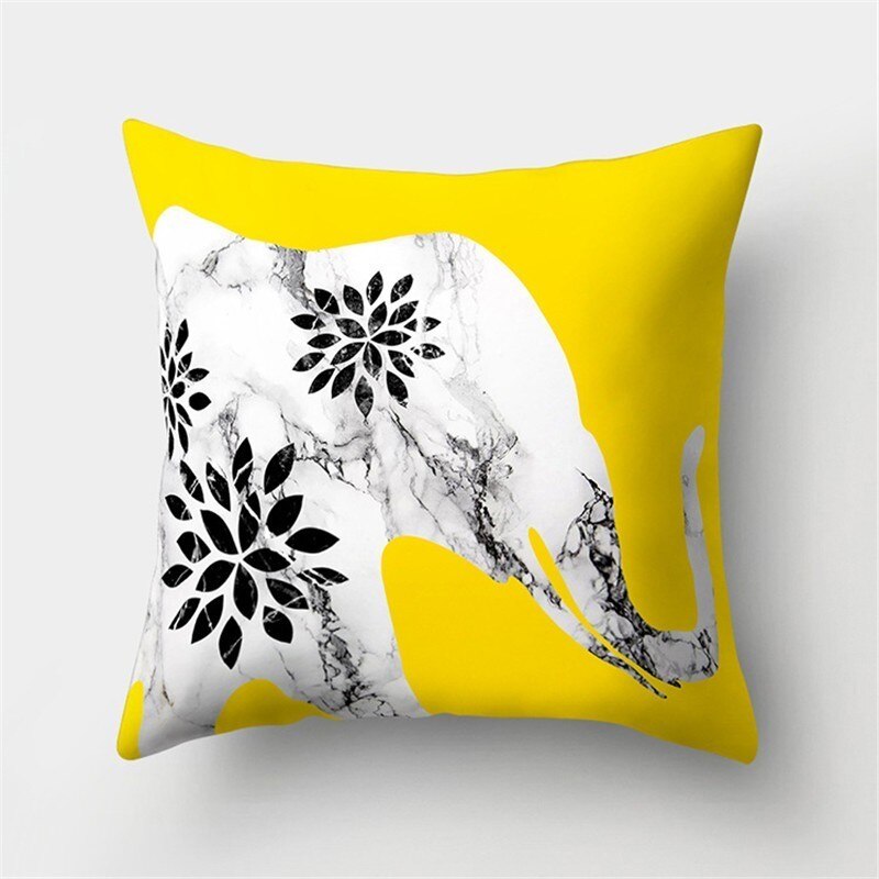 Yellow Pillow Cover Marble Geometric Cushion Cover