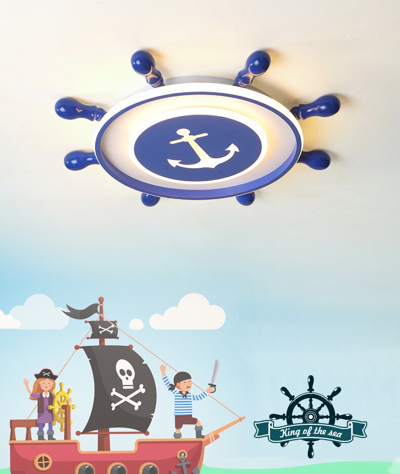 Pirate LED Ceiling Lights For Children's Room | Blue Ceiling Lights For Boys Room