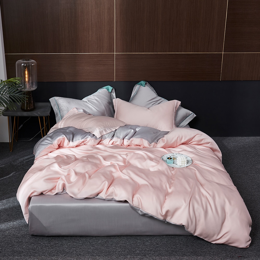 100% Silk Bedding Set Queen King Duvet Cover Fitted Sheet Pillowcase For Great Sleep