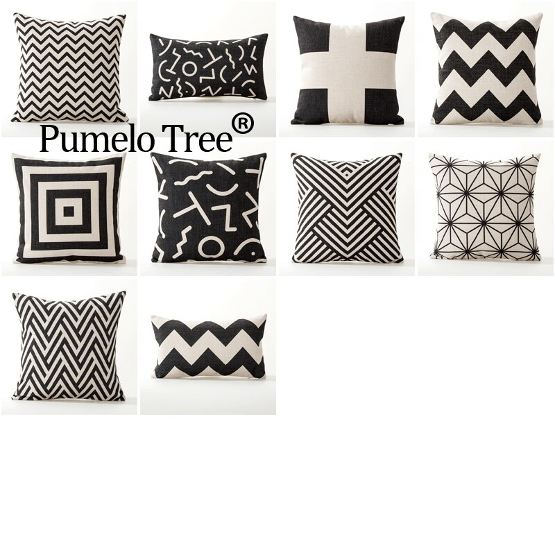 Black White Geometry Cushion Covers For Home Decor