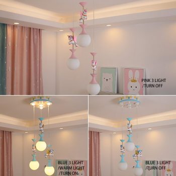 Merry-Go-Round Chandelier For Kids Room | Blue For Boys Room | Pink Girls Princess Baby Bedroom Lamps
