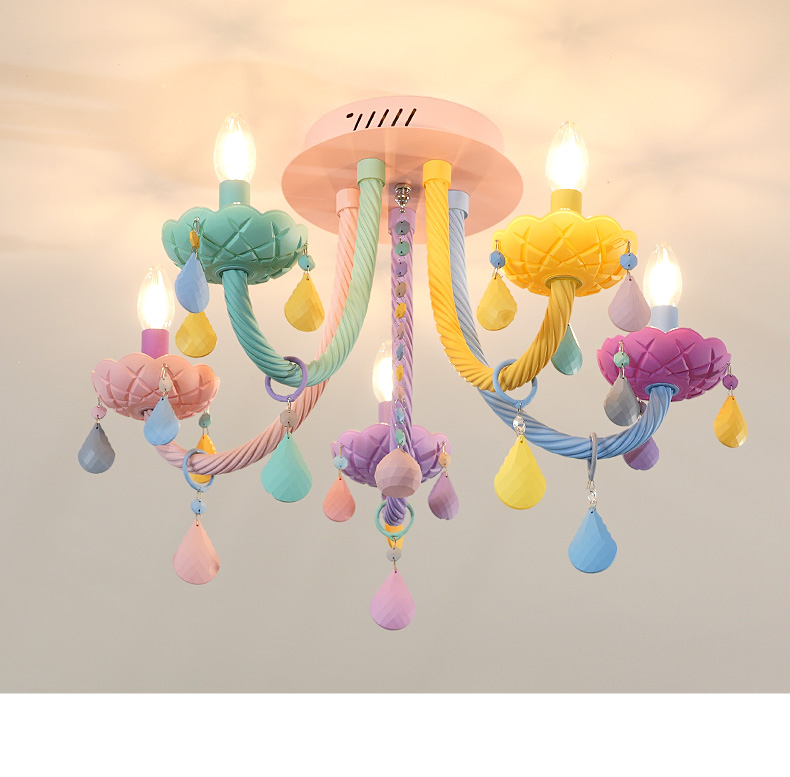 Macaron Color Crystal Chandelier For Princess Room | Kids Room Lighting & Home Decor