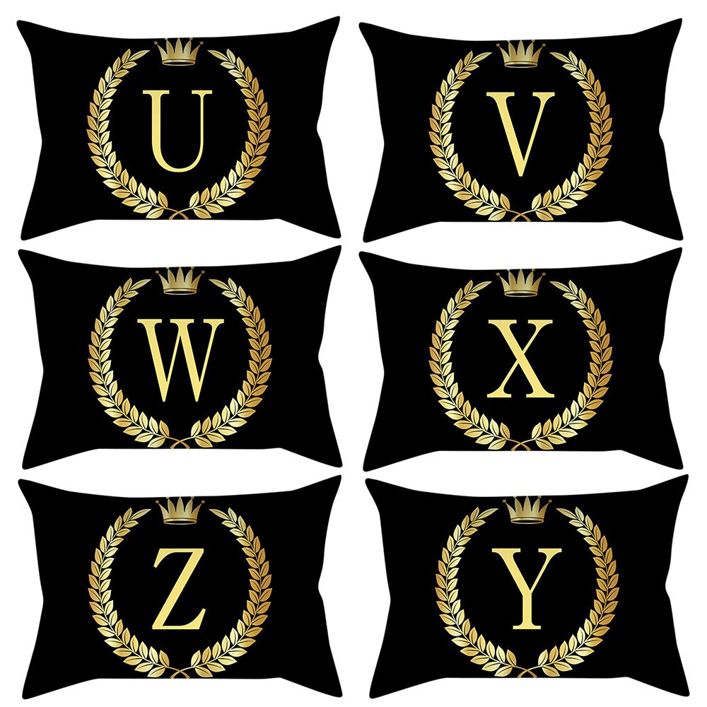 Black And Gold Letter Casual Cushion Cover Pillow Case
