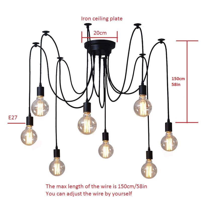 Modern Chandeliers - Spider Chandelier Ceiling Lamp Light Fixture Retro Edison Bulb Light Vintage Loft Antique Hanging