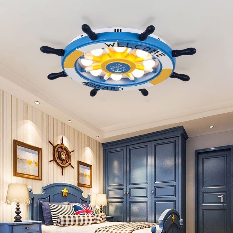 Ship'S Steering Wheel (Helm) Ceiling Light - Children'S Room Ceiling Lights