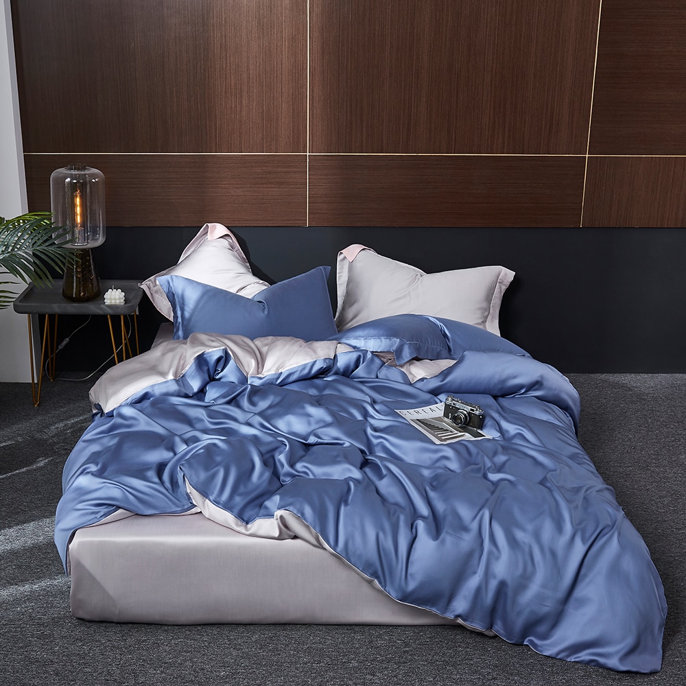 100% Silk Bedding Set Queen King Duvet Cover Fitted Sheet Pillowcase For Great Sleep