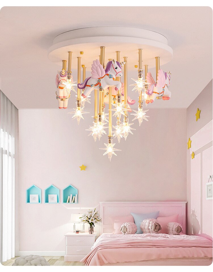 36W Blue Pink Merry Go round star Ceiling Lights For Children's Room, Girl's or Boy's Bedroom Ceiling Lamps