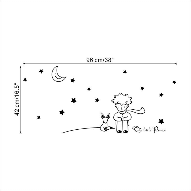 The Little Prince With The Fox, Moon & Stars - Wall Decal For Kids room Decor
