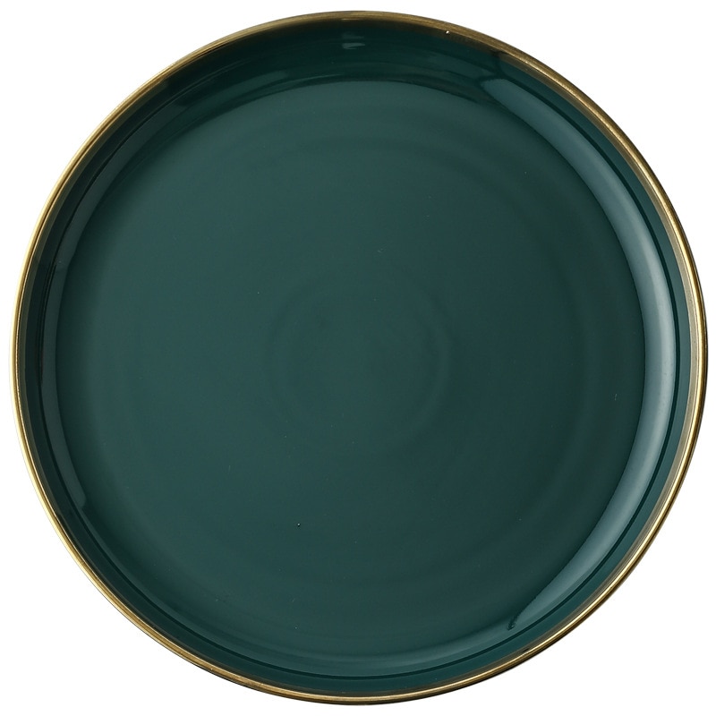 Nordic Style Green Ceramic Gold Inlay Plate