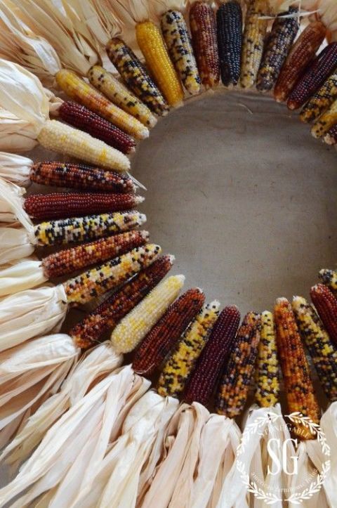 A Cool Rustic Wreath Made Of Corn Cobs