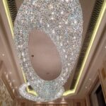 Grandiose crystal chandelier cluster in a luxury interior